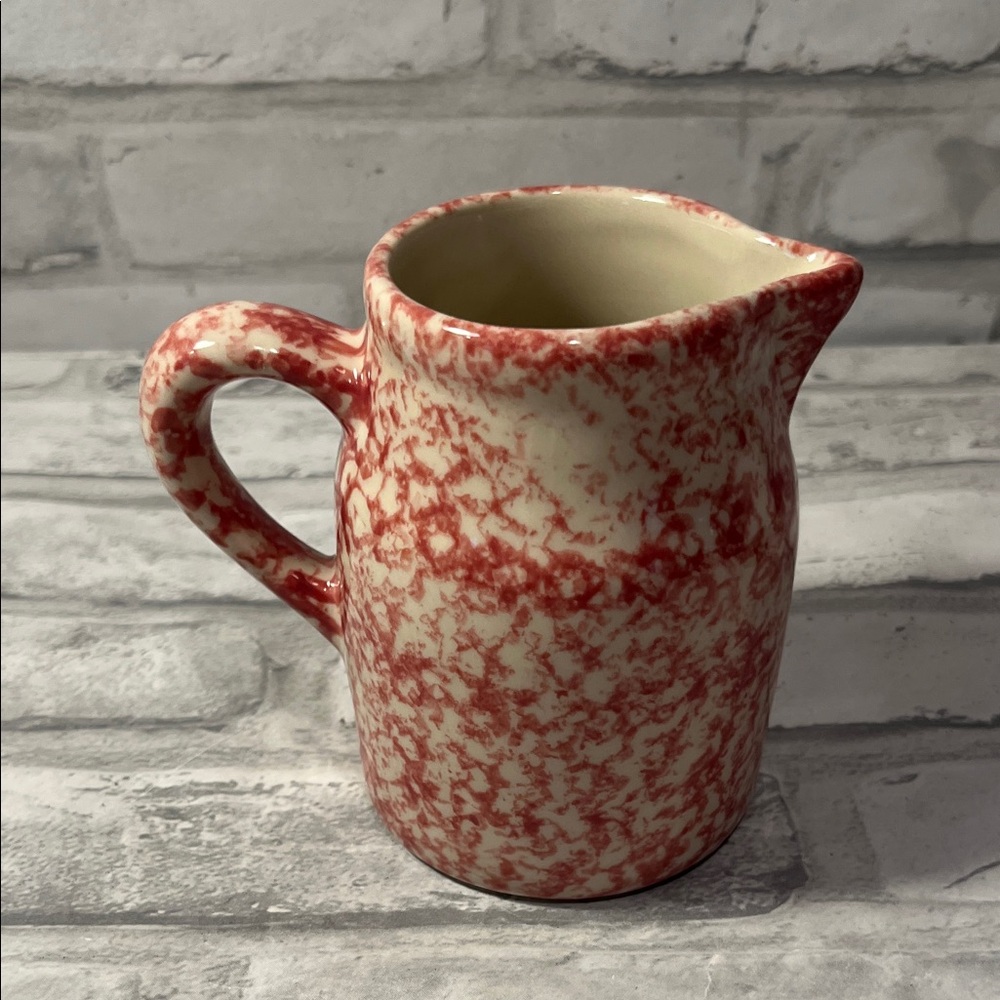 Roseville Pottery  Speckled rose spongeware Ceramic creamer - Picture 6 of 7